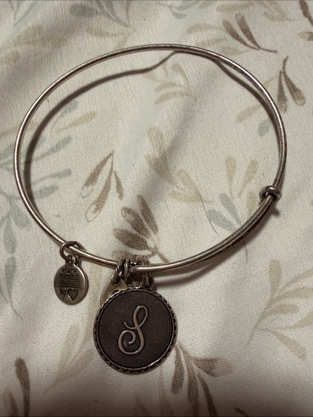 Alex and Ani Silver Initial 'S' Charm Bracelet
